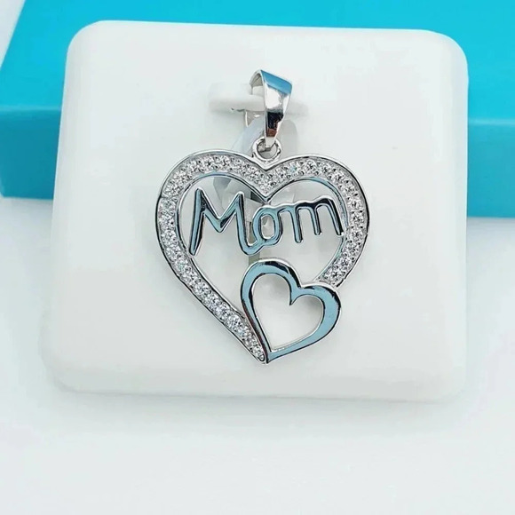 925 Sterling Silver CZ Beautiful Mom Pendant for Women, 1USPAR4090